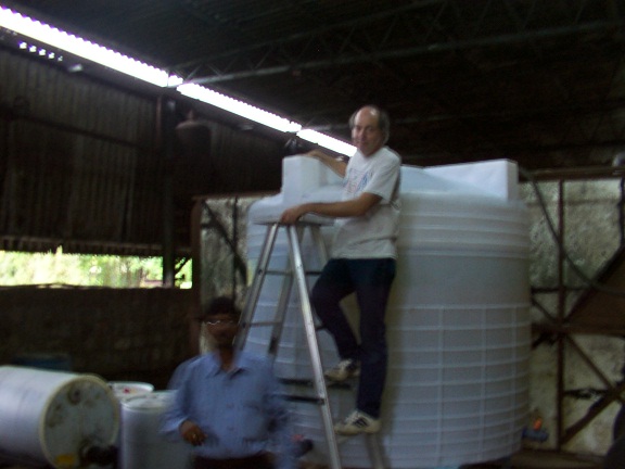 Vinny at a large brewing vat at a client site in southern India.